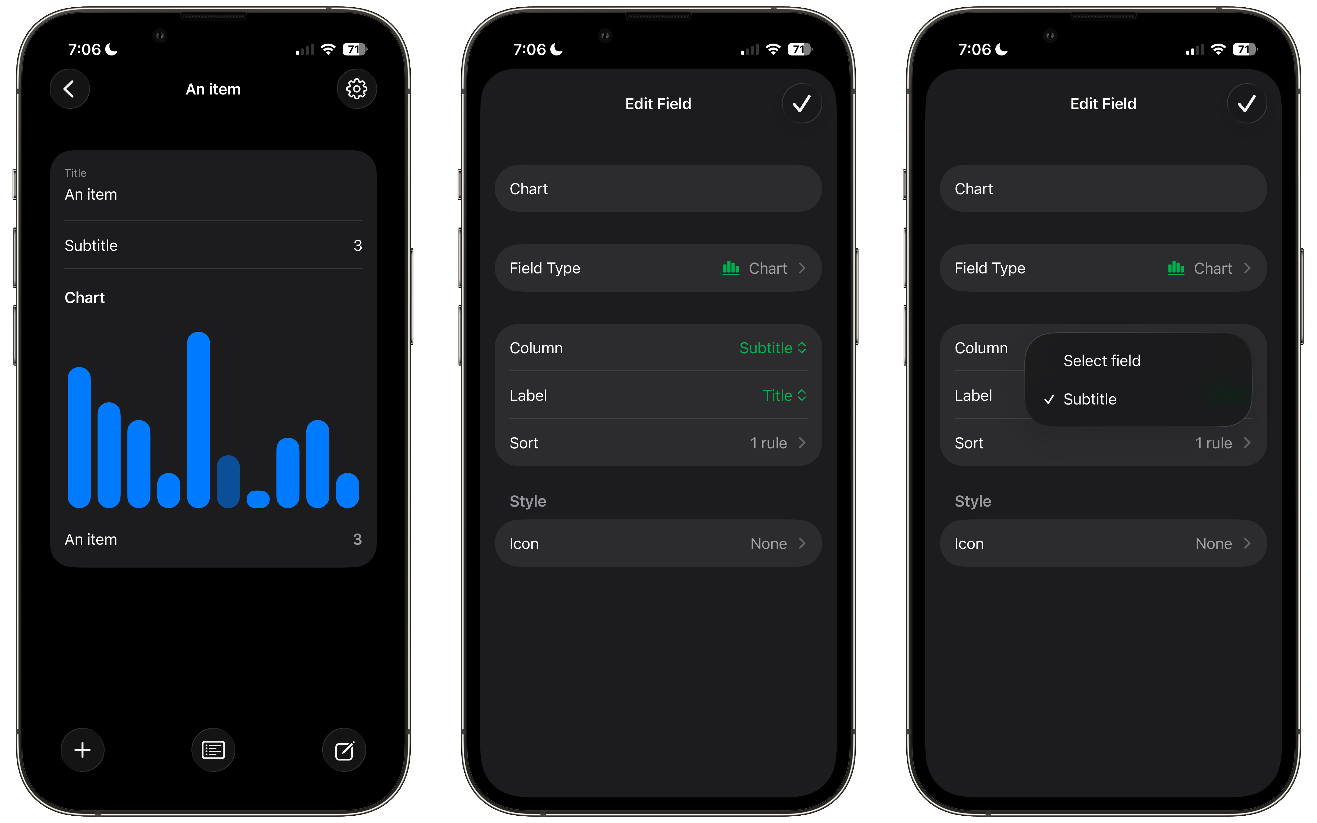 Listbase Chart screen